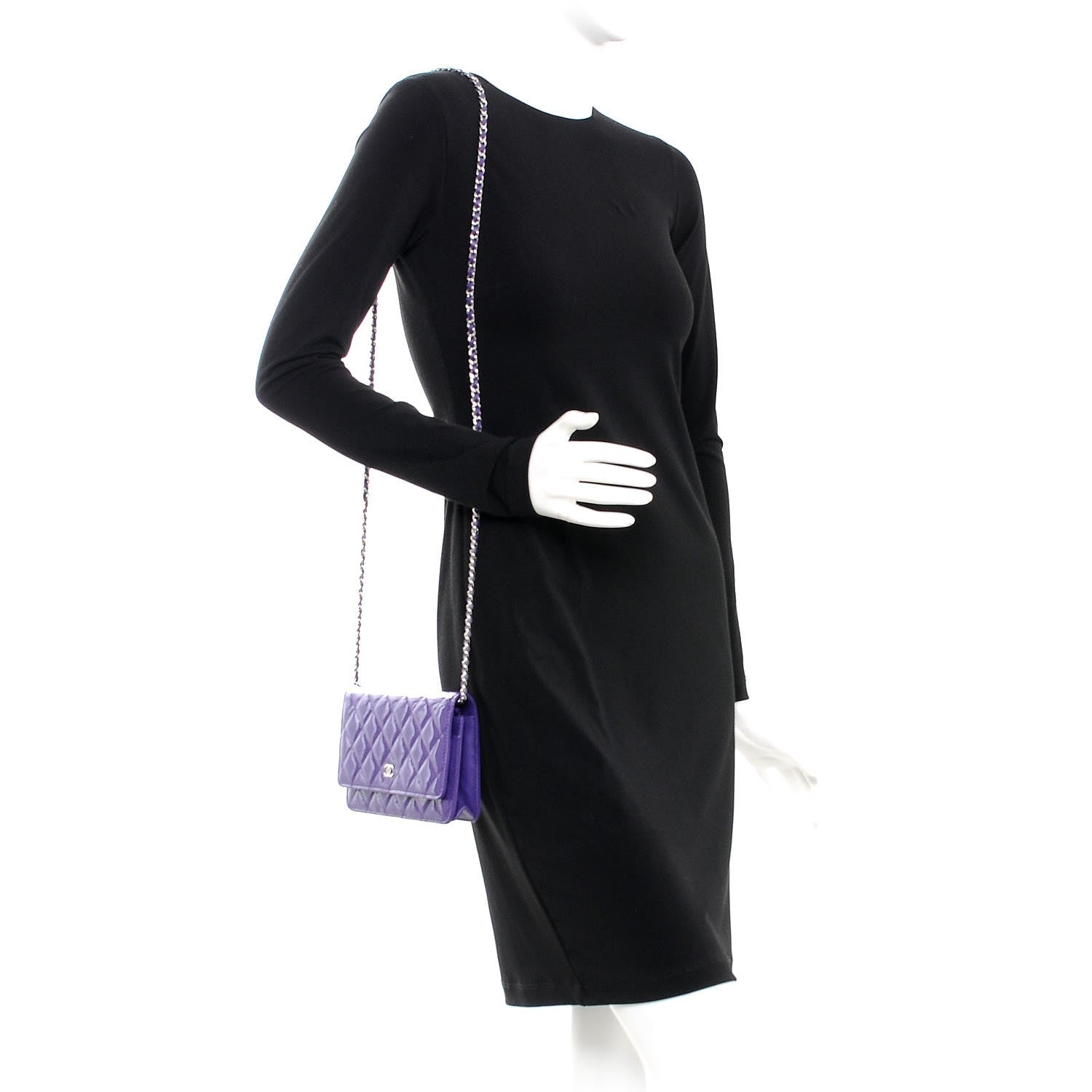Chanel Patent Quilted Wallet On Chain WOC Purple 2 of 8
