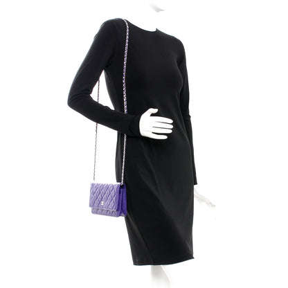 Chanel Patent Quilted Wallet On Chain WOC Purple 2 of 8