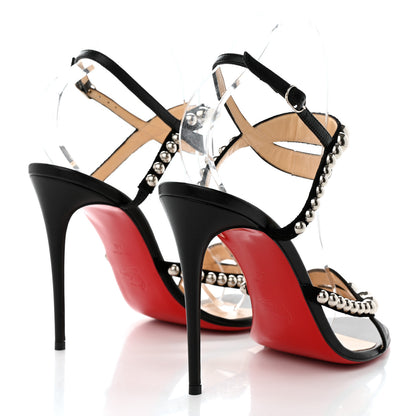 Christian Louboutin Shiny Nappa Suede Galeria 100 Sandals 40 Black Silver 4 of 8