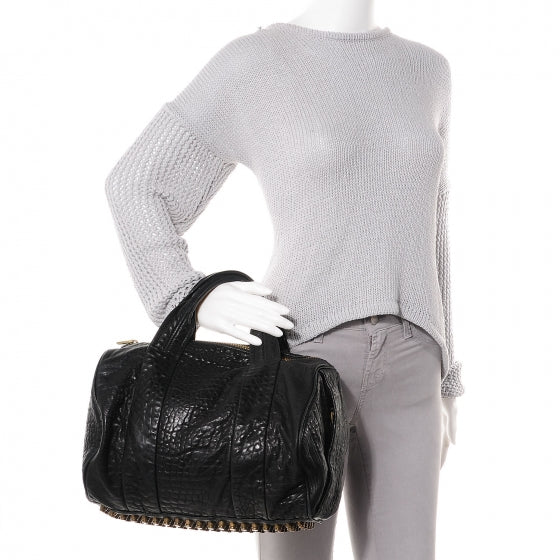 Alexander Wang Pebbled Leather Rocco Black Antique Brass Hardware 2 of 7