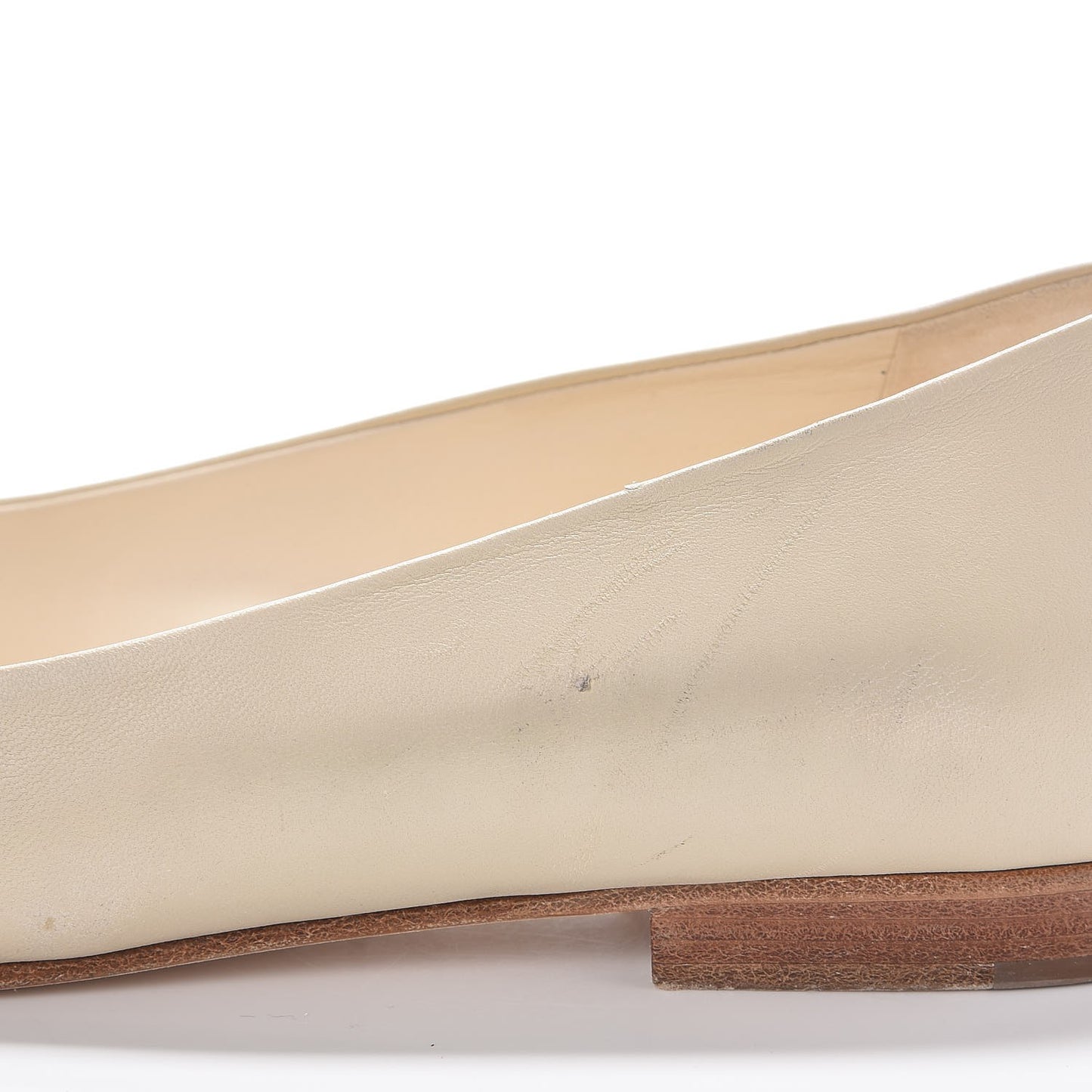 Lambskin Metallic Cap Toe Crystal CC Ballet Flats 38 Light Beige