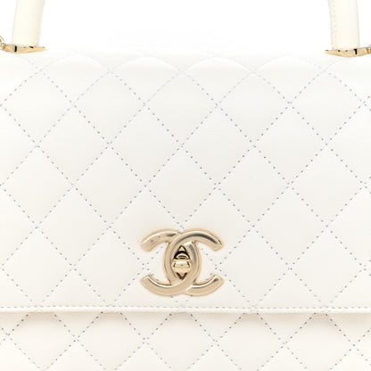 Chanel Caviar Quilted Small Coco Handle Flap White 8 of 12