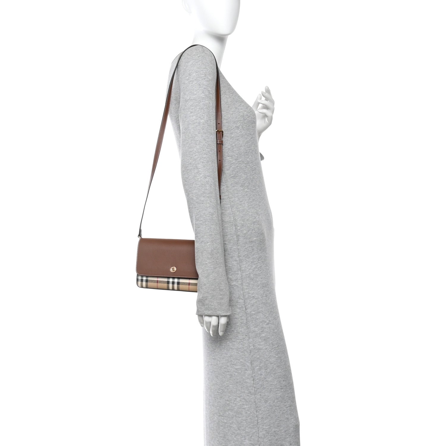 Burberry Calfskin Vintage Check New Hampshire Bag Archive Beige Tan 2 of 11