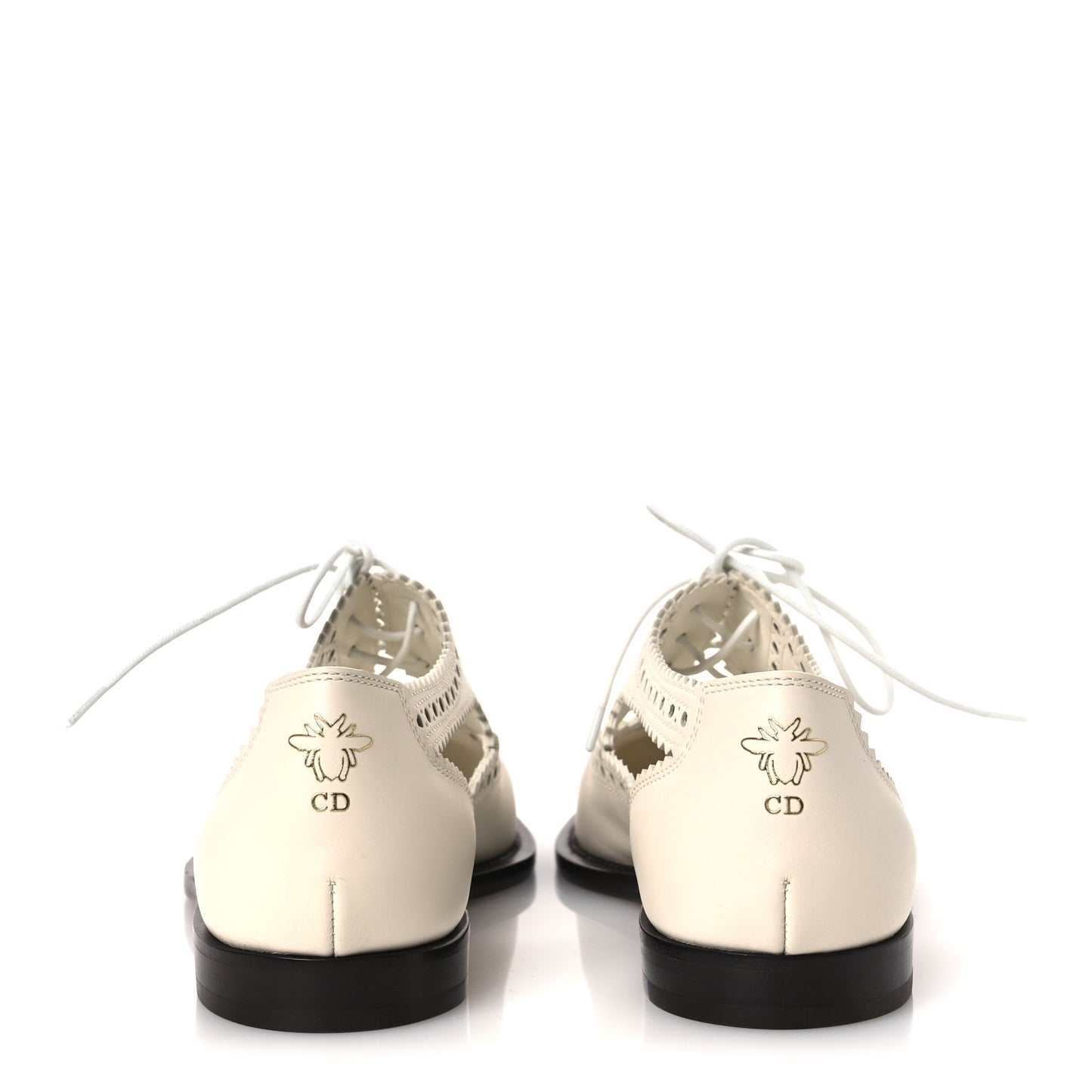 Calfskin Cut Out Teddy-D Oxford Flats 36 Off White
