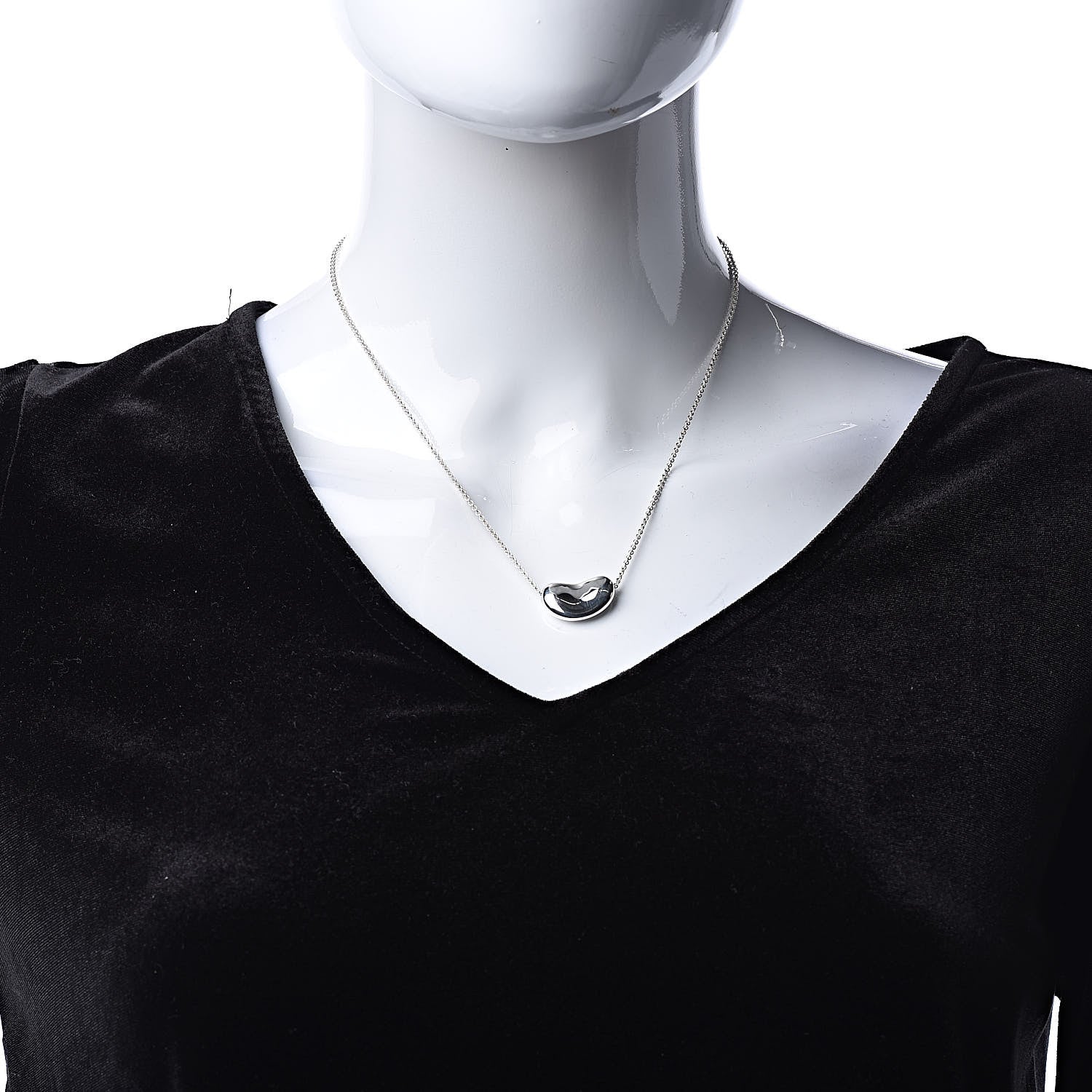 Tiffany Sterling Silver 20mm Elsa Peretti Bean Pendant Necklace 2 of 7