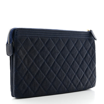 Chanel Caviar Quilted Small Zipped Boy Pouch Navy 3 of 11