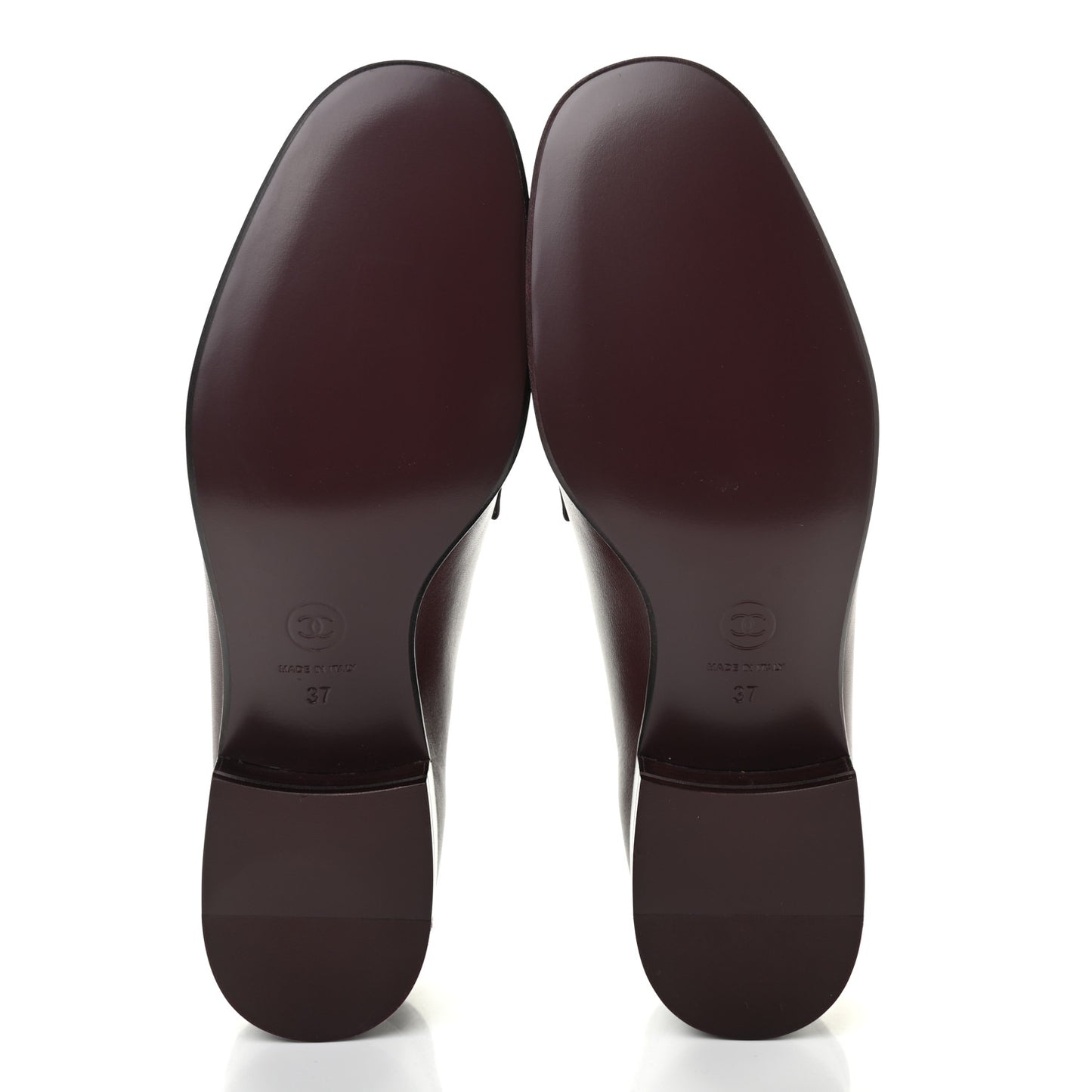 Lambskin Quilted Womens CC Loafers 37 Bordeaux