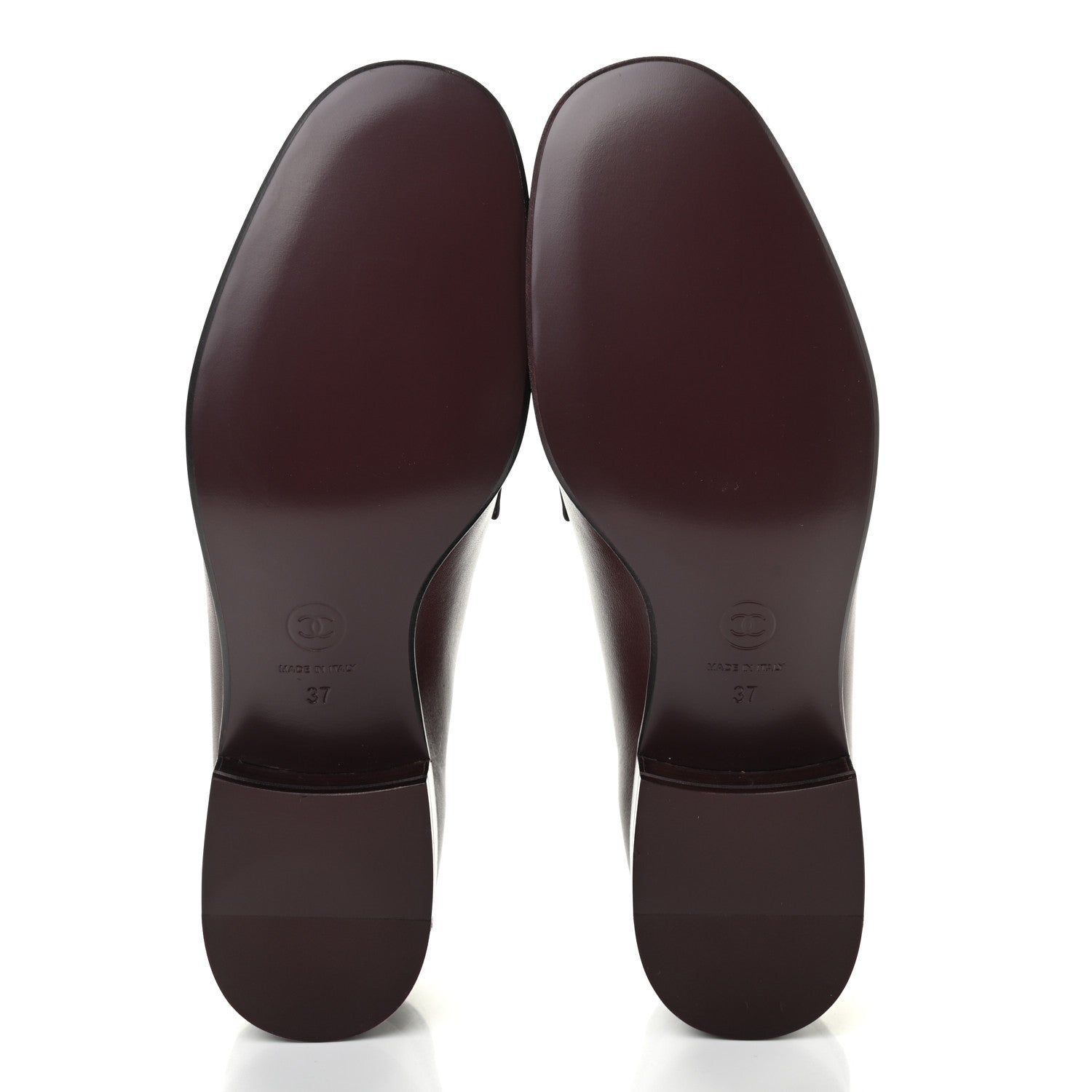 Chanel Lambskin Quilted Womens CC Loafers 37 Bordeaux 5 of 8