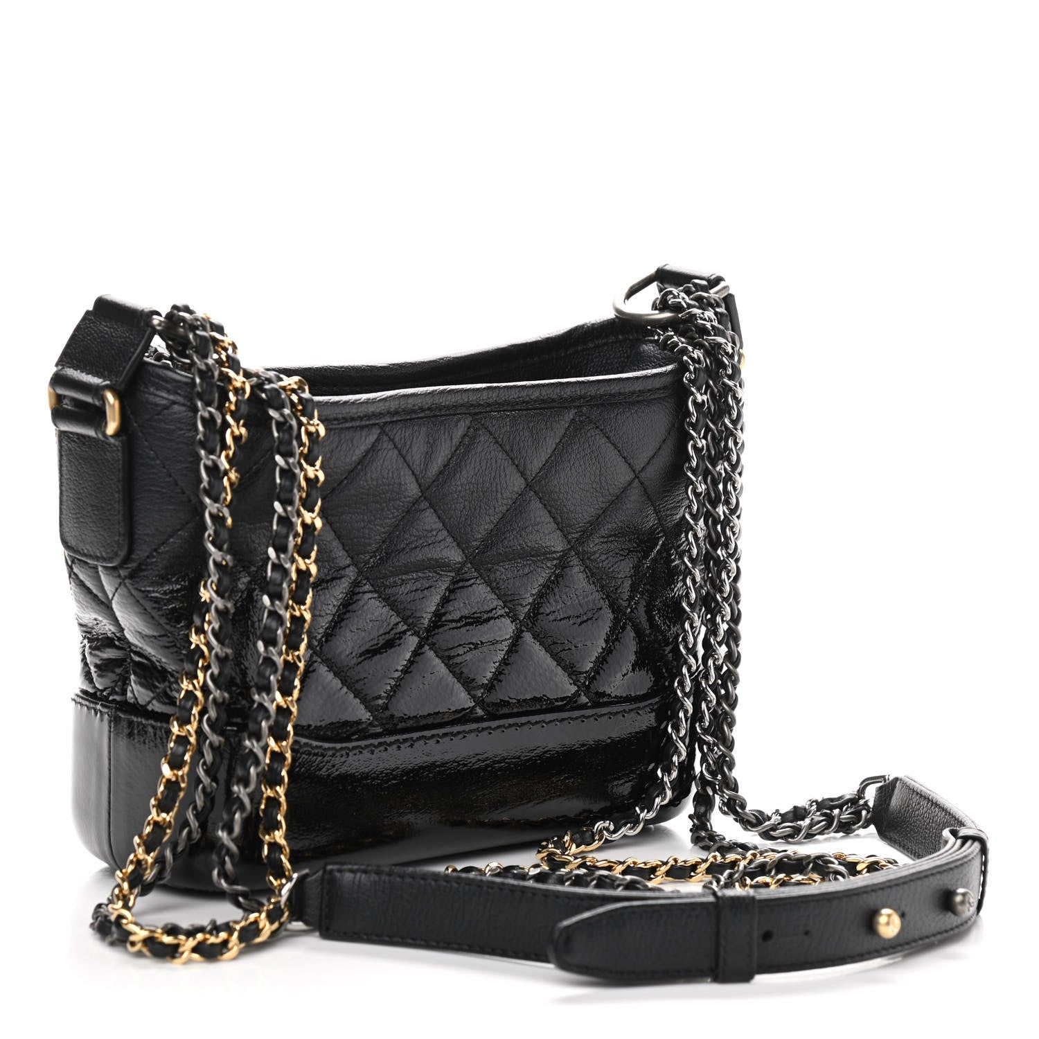 Chanel Patent Goatskin Quilted Small Gabrielle Hobo Black 3 of 10