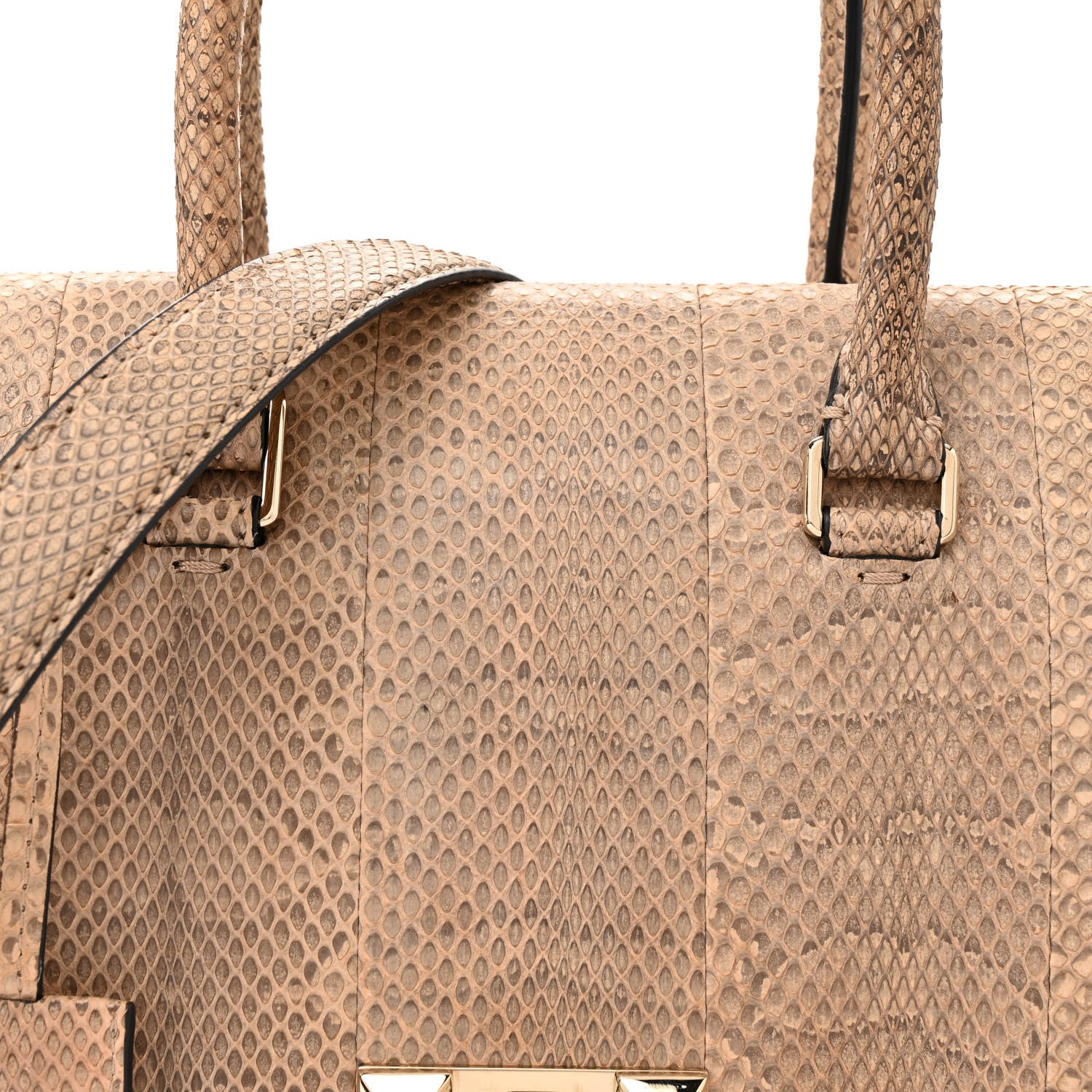 Valentino Garavani Snakeskin Small Demilune Double Handle Satchel Beige 7 of 14
