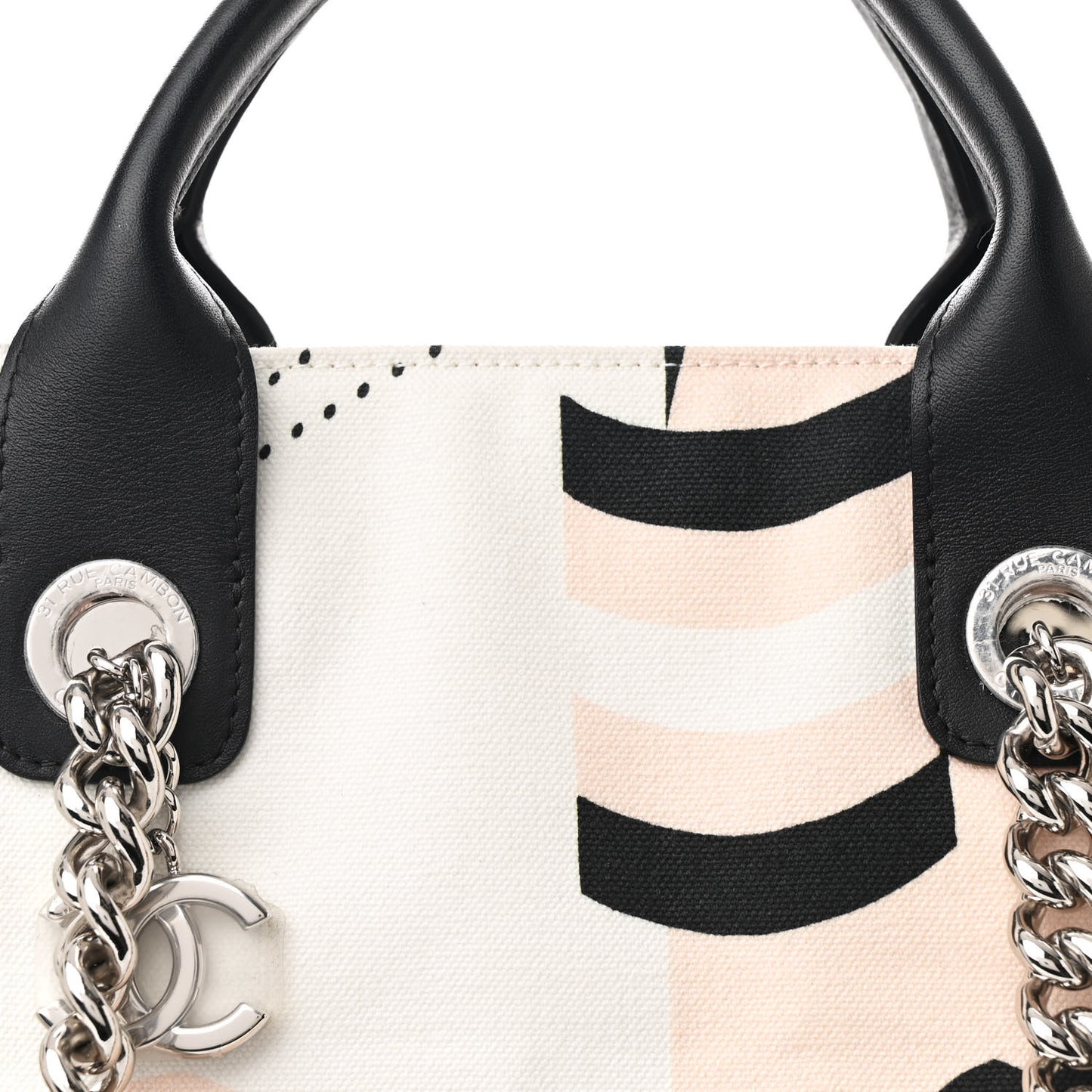 Canvas Cruise Print Tote Pink White Black