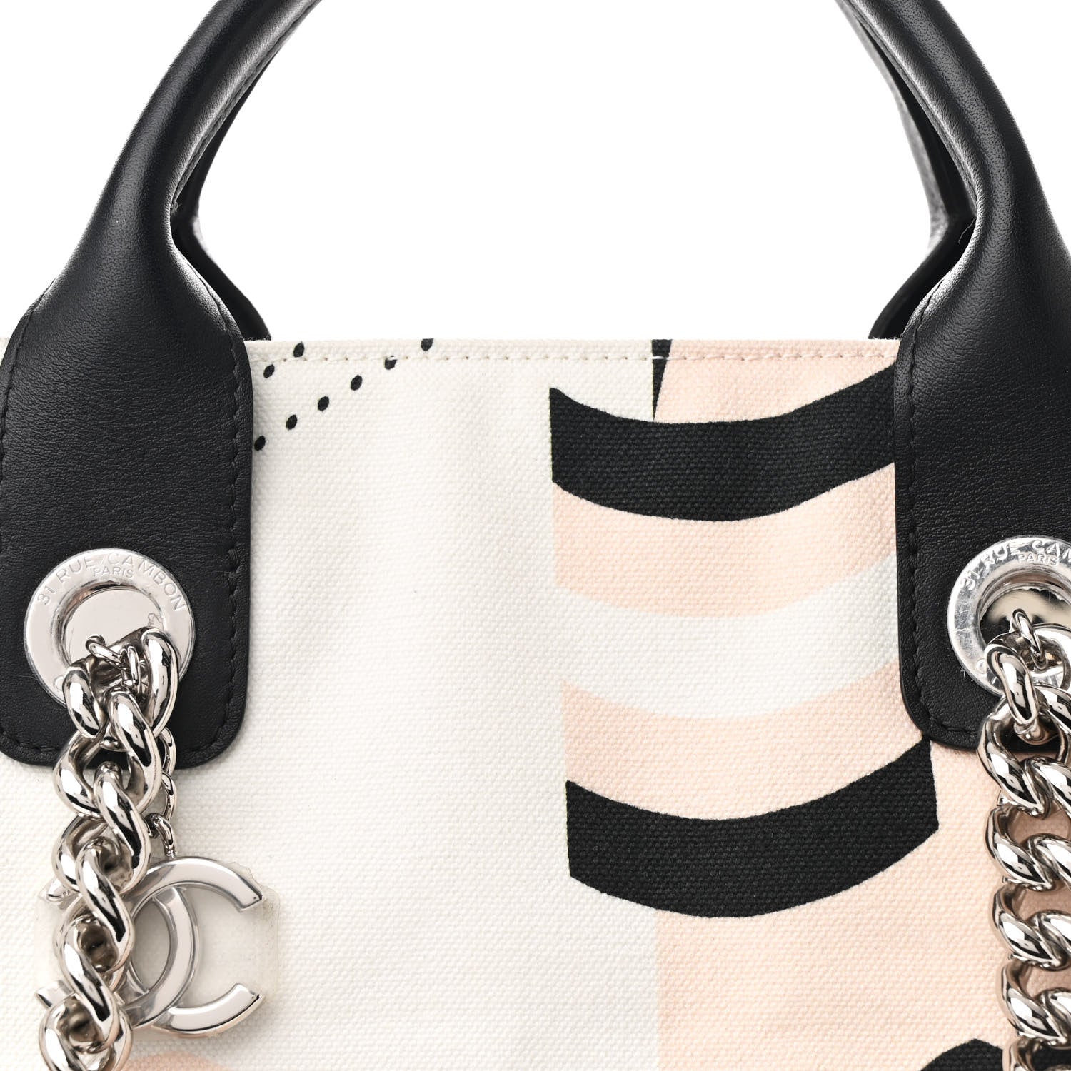 Chanel Canvas Cruise Print Tote Pink White Black 8 of 10