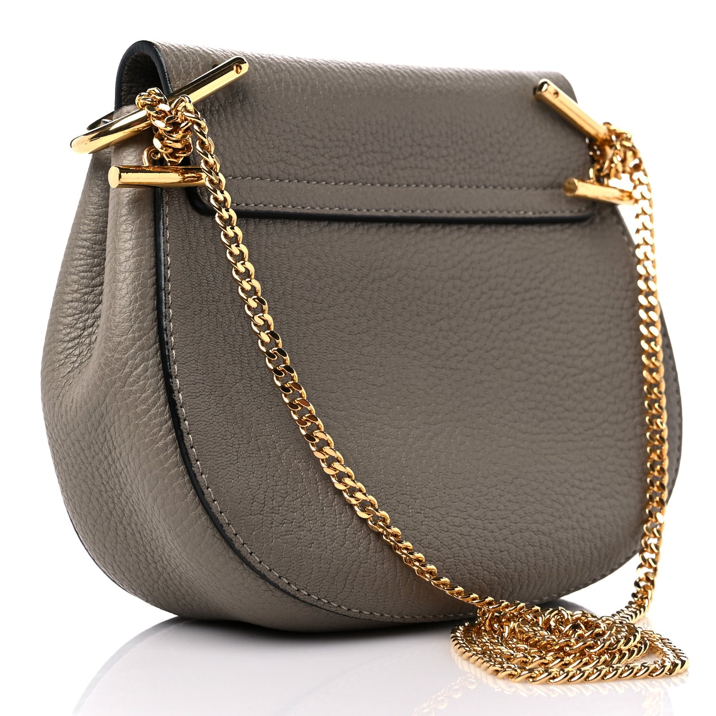 Grained Lambskin Mini Drew Shoulder Bag Motty Grey