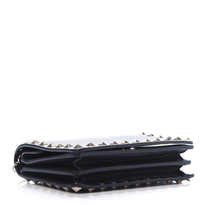 Valentino Garavani Pebbled Calfskin Rockstud Wallet on Chain Black 4 of 10