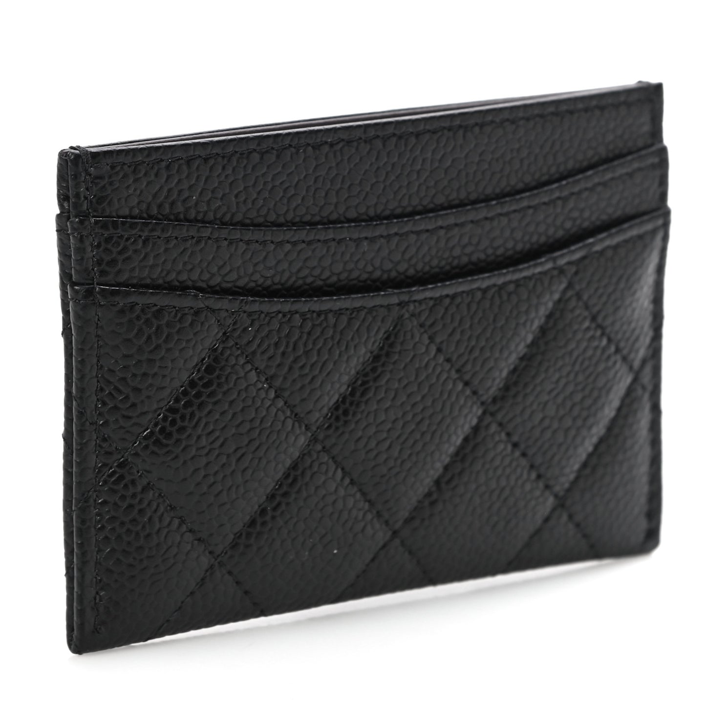 Caviar Quilted Card Holder Black