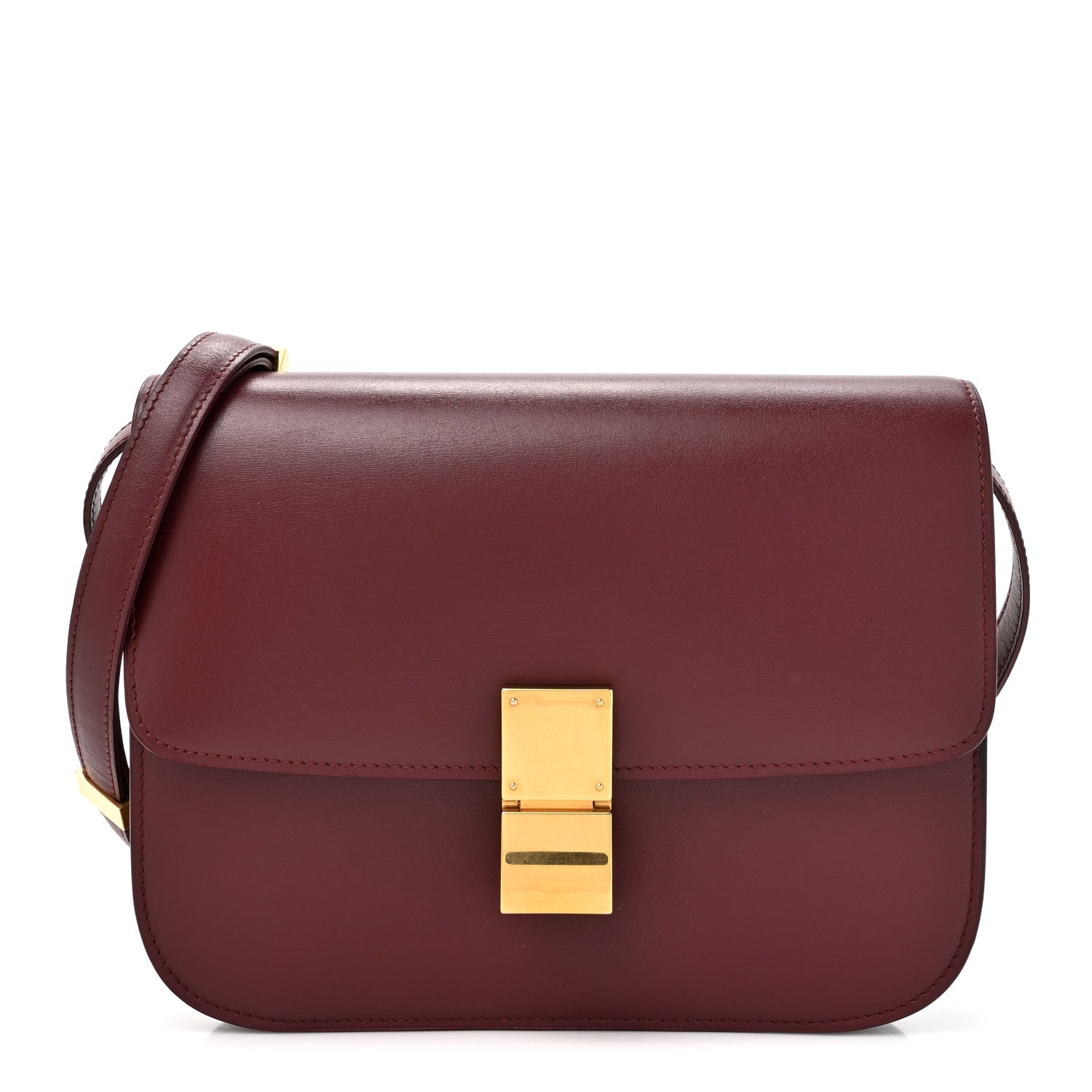 Celine Box Calfskin Medium Classic Box Flap Bag Burgundy 1 of 16