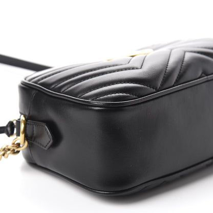 Gucci Calfskin Matelasse Small GG Marmont Chain Shoulder Bag Black 6 of 10