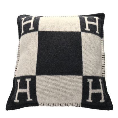 Hermes Wool Cashmere Avalon Pillow PM Ecru Gris Fonce 1 of 3