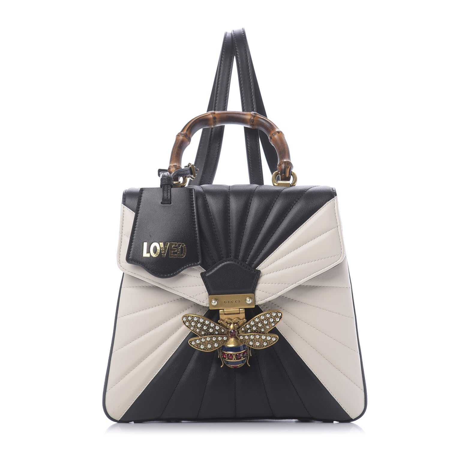 Gucci Calfskin Bamboo Trapuntata Queen Margaret Backpack Mystic White Black 1 of 10