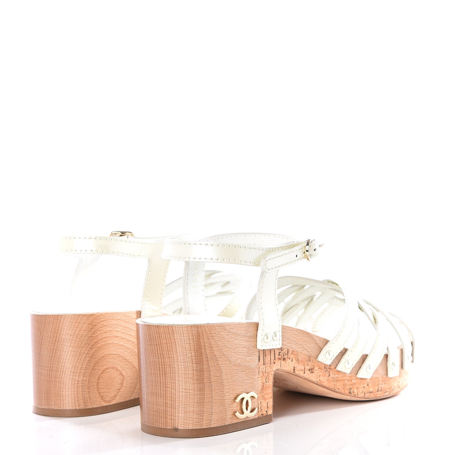 Chanel Patent Cork Mykonos Wedge Sandals 40 Beige 4 of 10