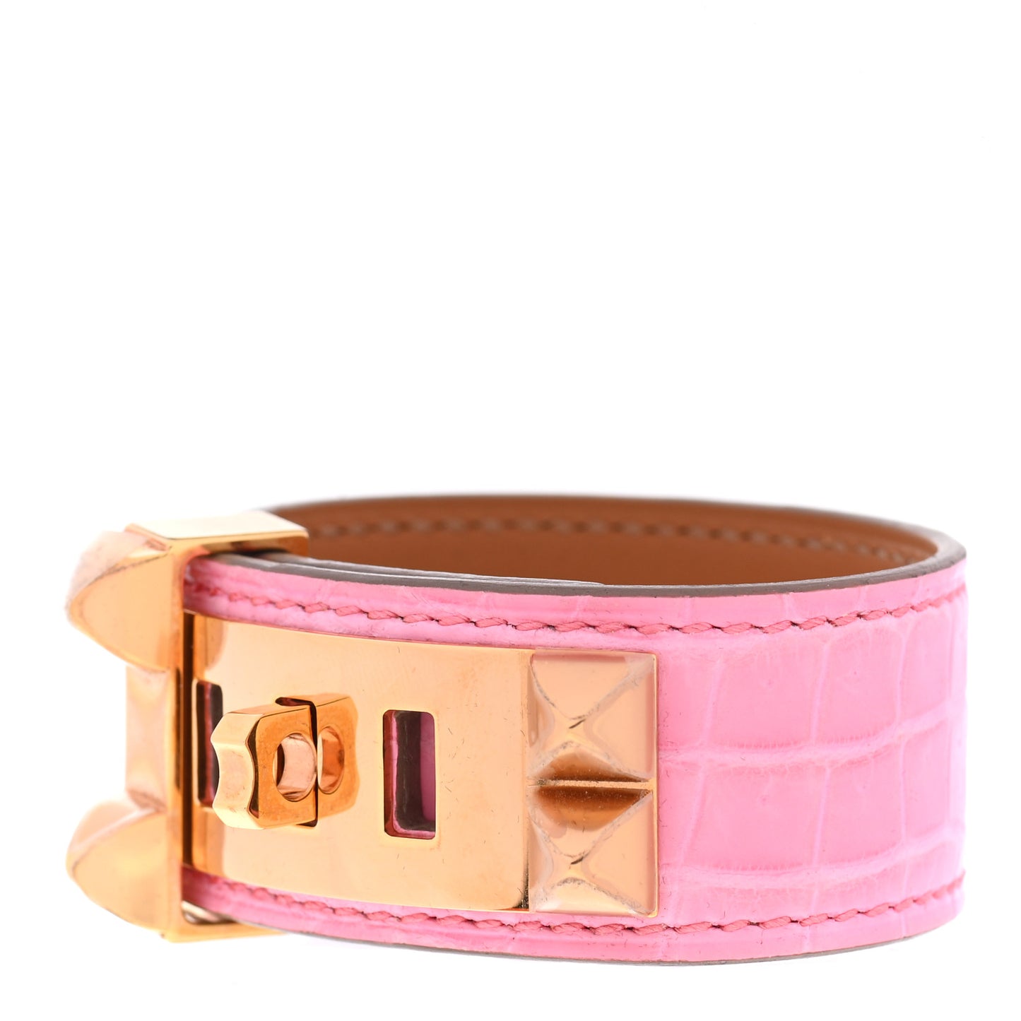 Matte Niloticus Crocodile Collier De Chien CDC 24 Bracelet T1 Rose Bubblegum