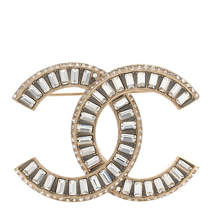 Chanel Baguette Crystal CC Brooch Gold 1 of 4