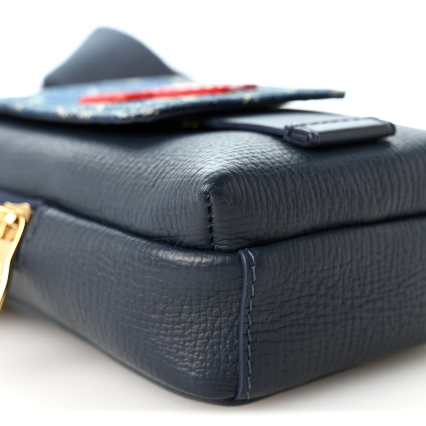 X NIGO Denim Monogram Flat Double Phone Pouch