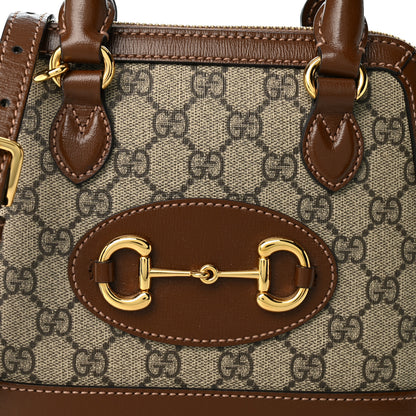 Gucci GG Supreme Monogram Azalea Calfskin Mini Horsebit 1955 Top Handle Bag Beige Ebony Brown Sugar 8 of 10