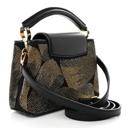 Louis Vuitton Satin Beaded Embroidered Cruella Calfskin Capucines Mini Gold Black 4 of 10