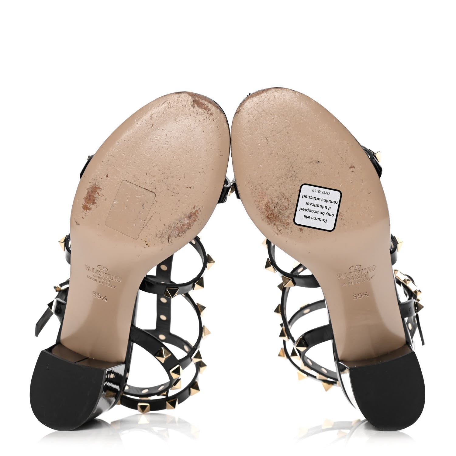 Valentino Garavani Patent Calfskin Rockstud 60mm City Sandals 35.5 Black 7 of 11