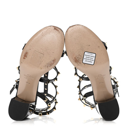 Valentino Garavani Patent Calfskin Rockstud 60mm City Sandals 35.5 Black 7 of 11