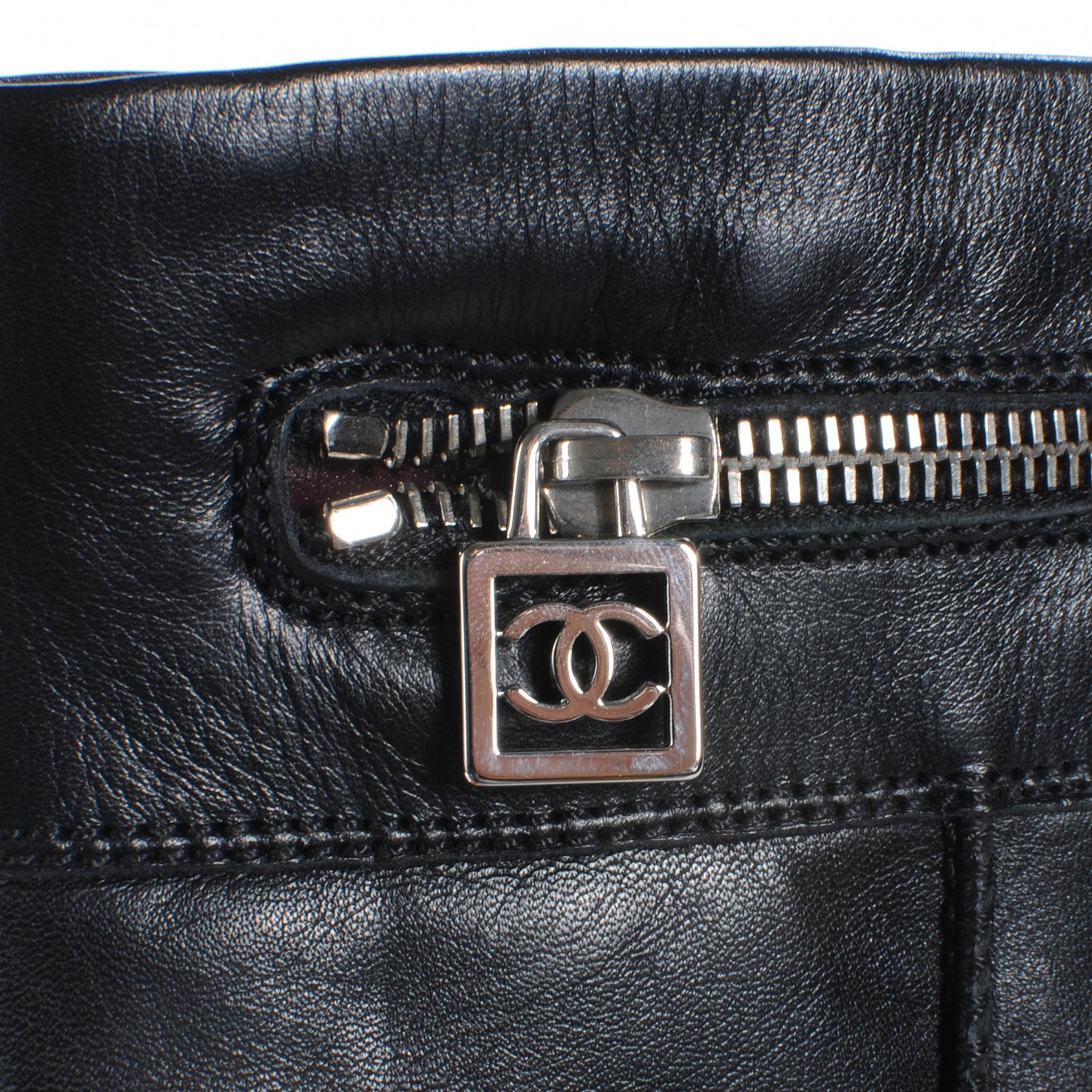Chanel Leather Motorcycle Zipper Boots 35.5 Black 5 of 6
