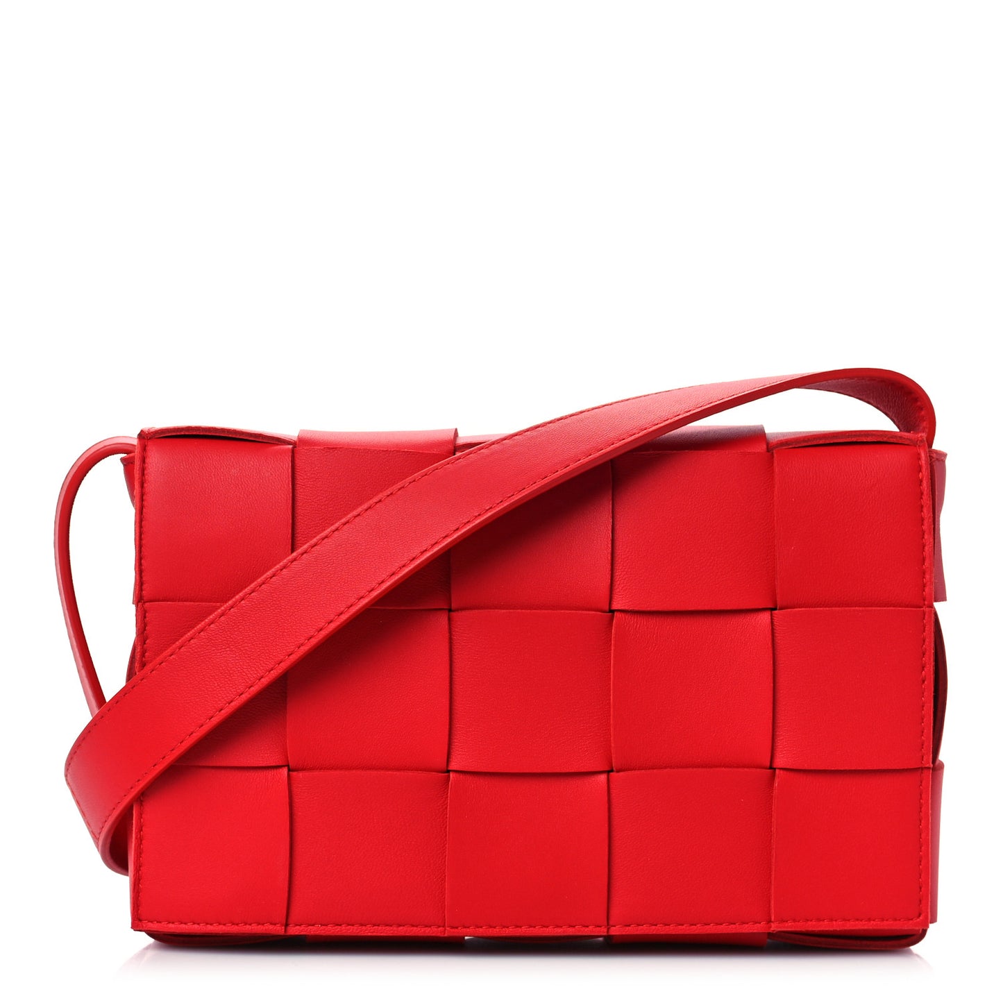 Lambskin Maxi Intrecciato Cassette Crossbody Bag Bright Red