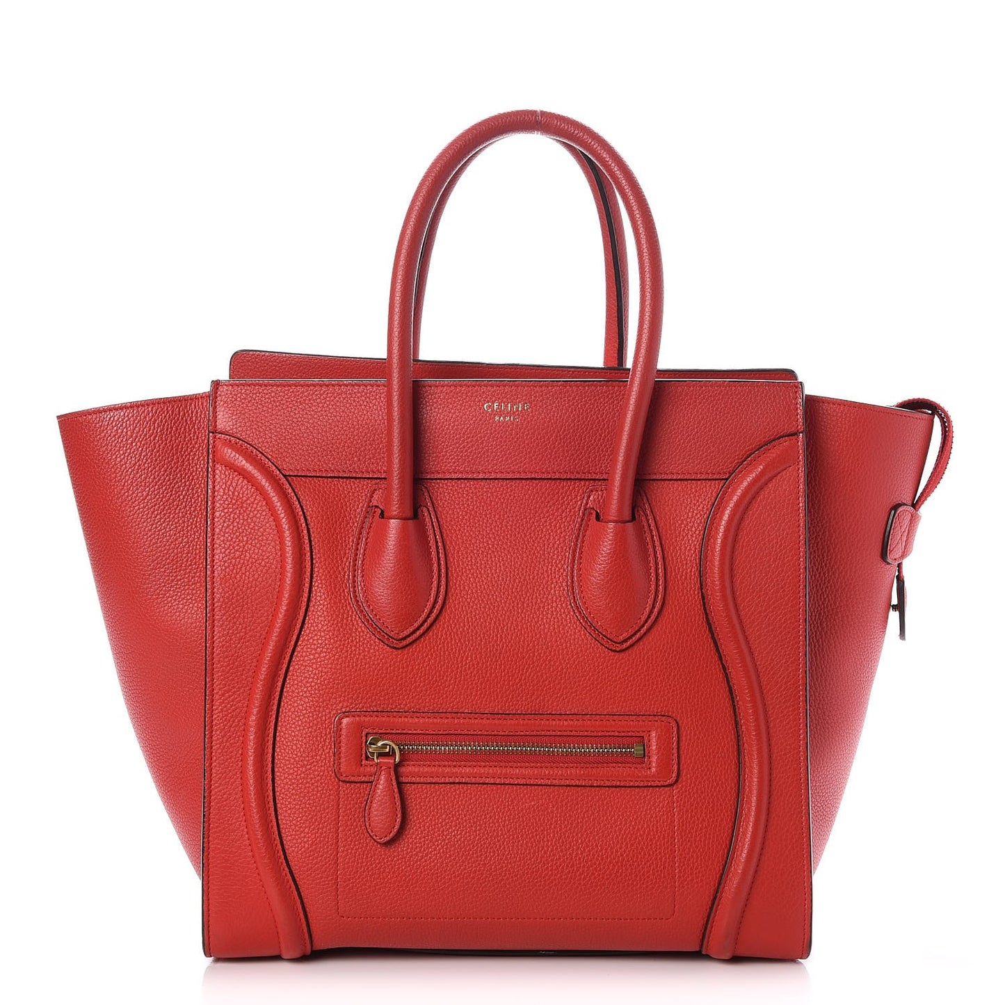 Drummed Calfskin Mini Luggage Coquelicot