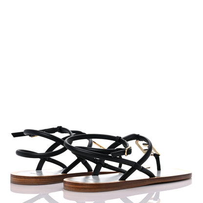 Fendi Nappa O’Lock Flat Thong Sandals 38 Black 4 of 9