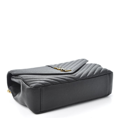 Saint Laurent Sheepskin Matelasse Chevron Monogram Large College Satchel Black 3 of 9