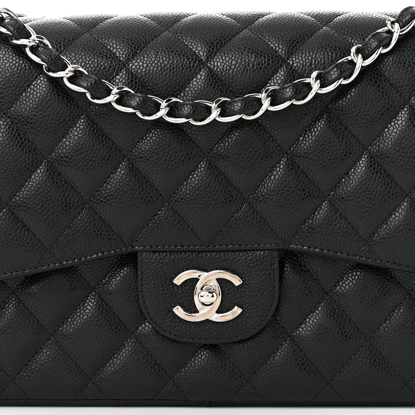 Caviar Quilted Jumbo Double Flap Black