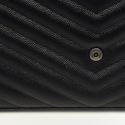 Saint Laurent Grain De Poudre Matelasse Chevron Monogram Chain Wallet Black 14 of 16