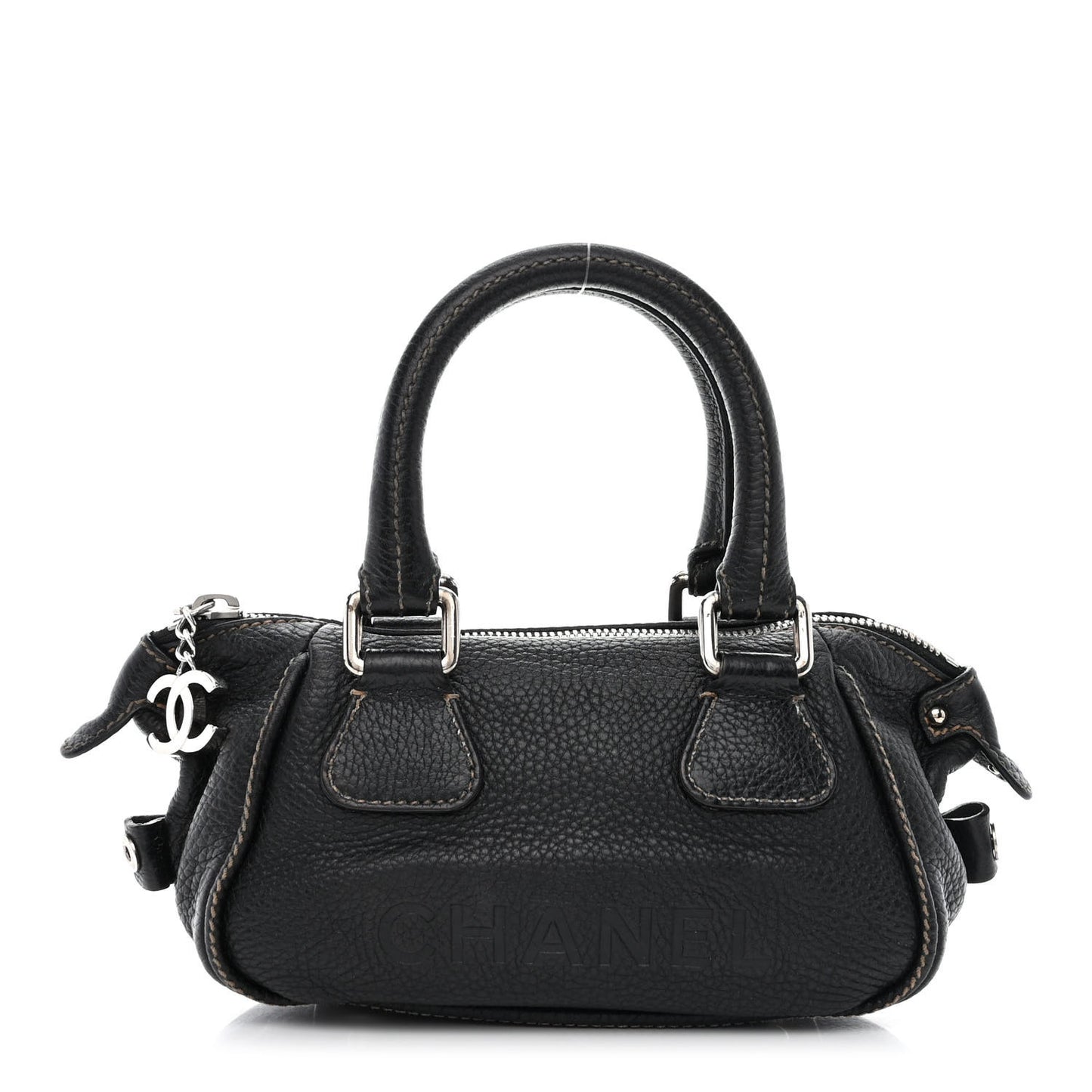 Calfskin Lax CC Small Bowler Bag Black