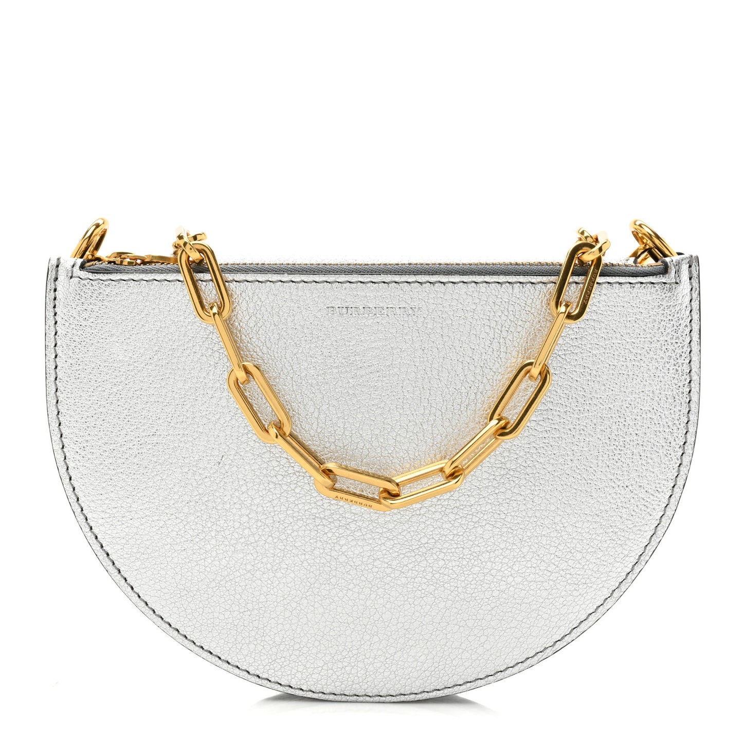 Metallic Lambskin Small Olympia Chain Shoulder Bag Silver