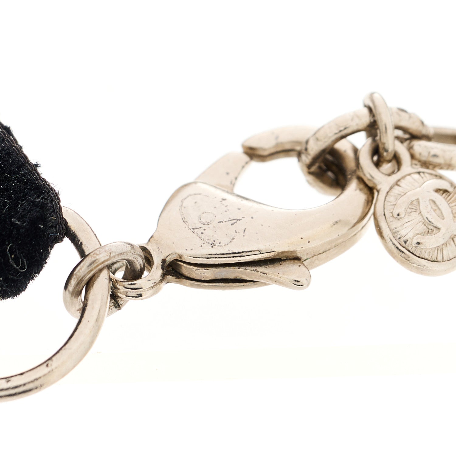 Chanel Crystal Velvet CC Bow Bracelet Black Silver 3 of 4