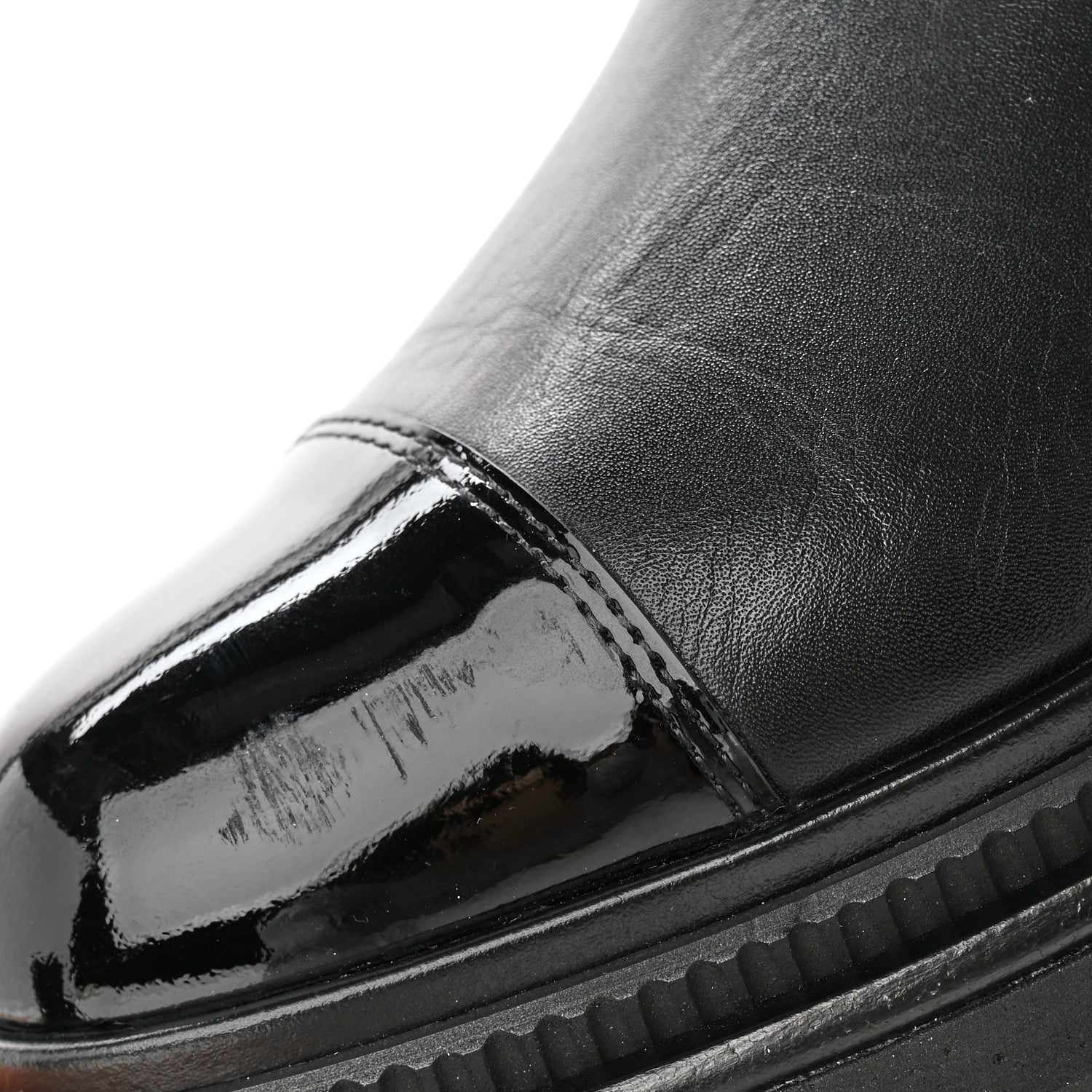 Chanel Calfskin Patent Cap Toe Ankle Boots 36 Black 10 of 13