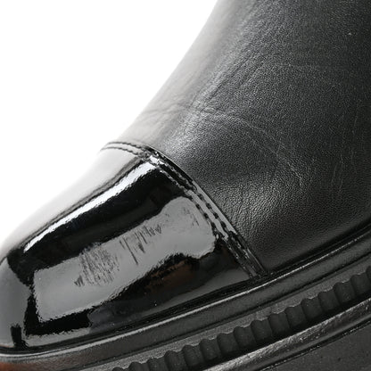 Chanel Calfskin Patent Cap Toe Ankle Boots 36 Black 10 of 13