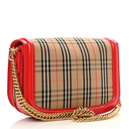 Burberry Patent 1983 Knight Check Link Shoulder Bag Bright Red 3 of 9