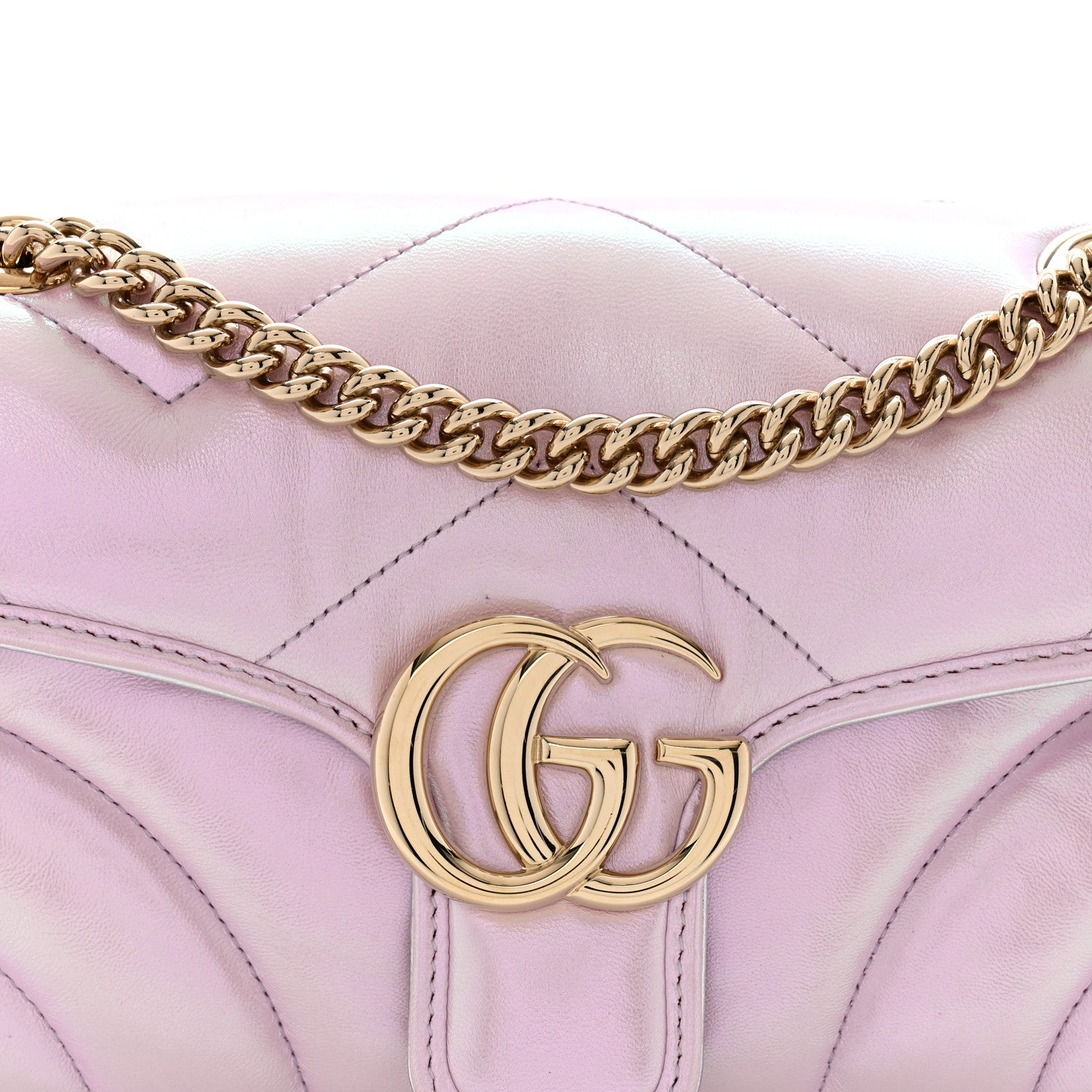 Gucci Iridescent Nappa Chevron Matelasse Small GG Marmont Shoulder Bag Iridescent Escape Pink 8 of 11