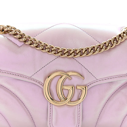 Gucci Iridescent Nappa Chevron Matelasse Small GG Marmont Shoulder Bag Iridescent Escape Pink 8 of 11