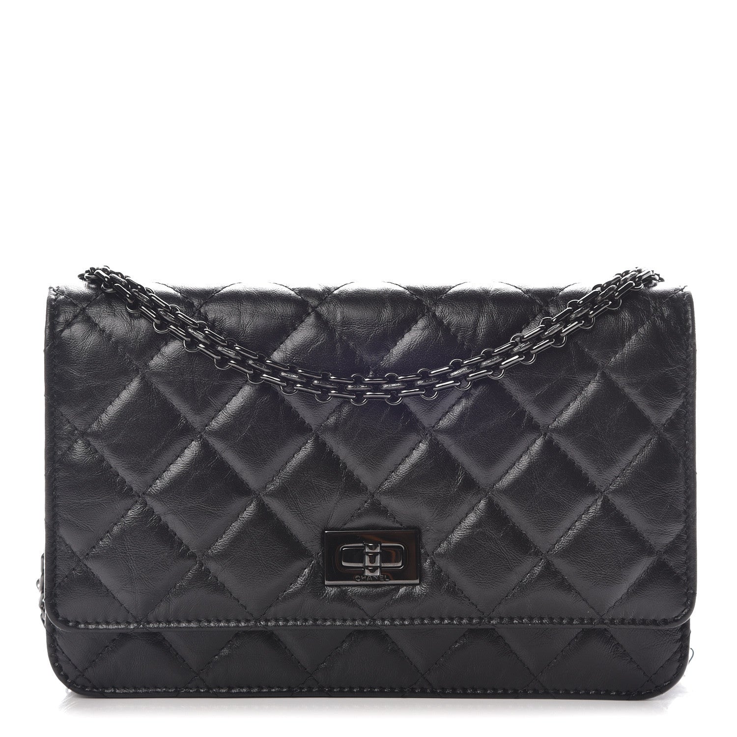 Chanel Aged Calfskin Quilted Reissue Wallet On Chain WOC So Black 1 of 11