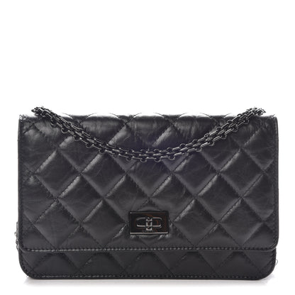 Chanel Aged Calfskin Quilted Reissue Wallet On Chain WOC So Black 1 of 11