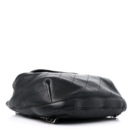 Chanel Grained Calfskin Stitched Flap Drawstring Backpack Black 3 of 8