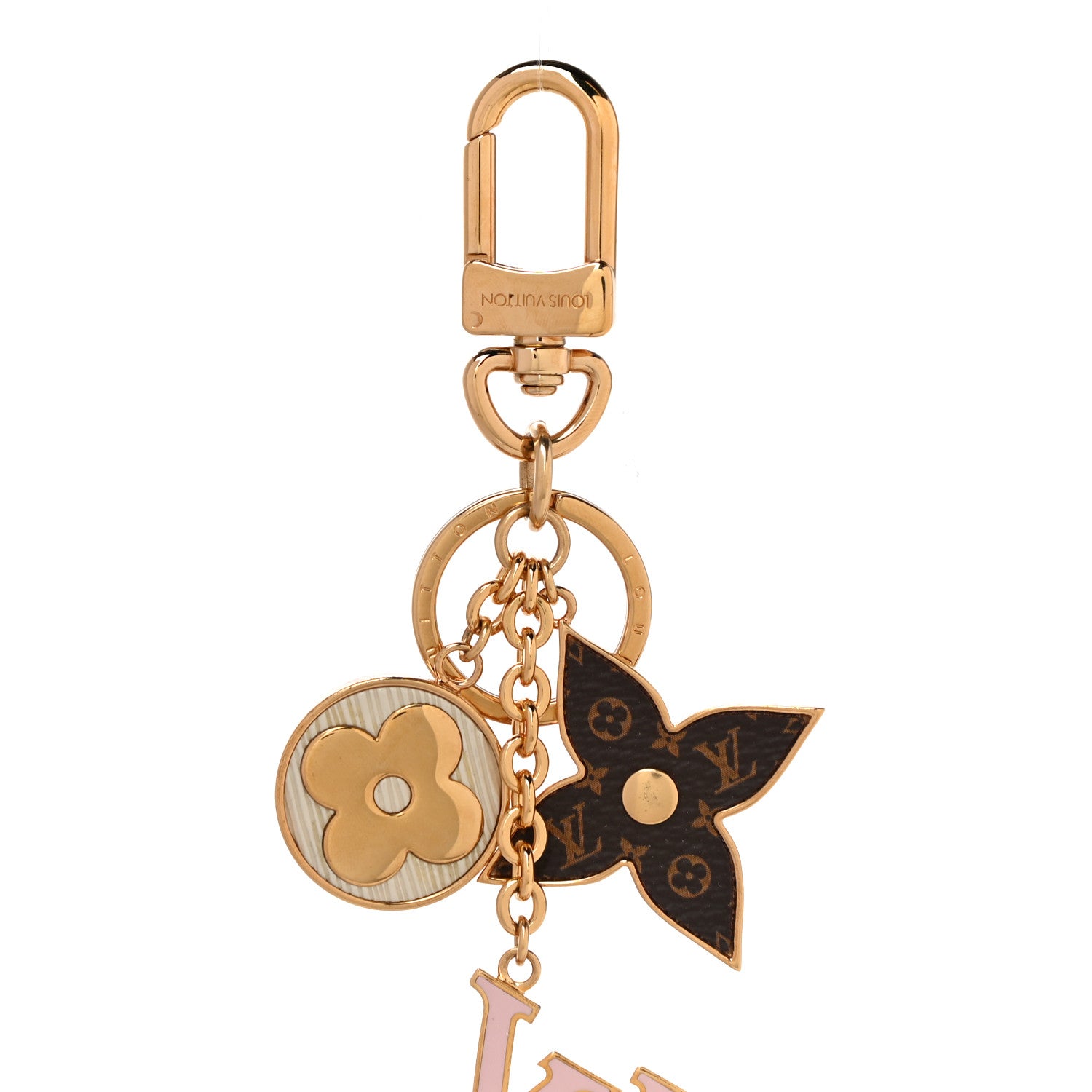Louis Vuitton Metal Monogram Epi Spring Street Bag Charm Key Holder Gold 3 of 5